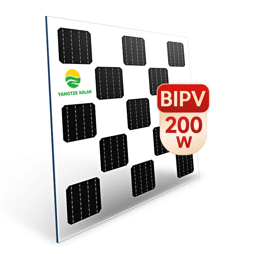 Panel solar transparente de película delgada amorfa de 100W y 200W para sistemas fotovoltaicos integrados (BIPV)