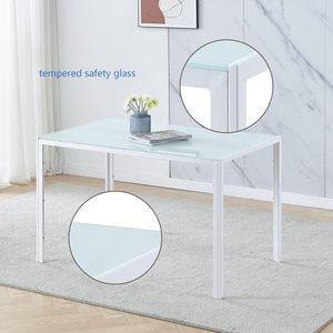 <strong>Rectangular</strong> Glass Top Kitchen <strong>Tables</strong> and Chairs Set Dining Room <strong>Table</strong> Set for 6 Black - Product Image 3