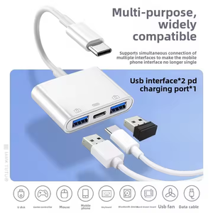 Tre-in-One ad alta velocità Mini lettore di schede OTG per IOS e Android tipo-C telefono cellulare trasferimento USB Multi-porta con lettura TF - Product Image 2