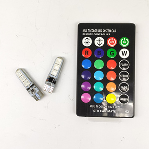 2pcs RGB <strong>T10</strong> <strong>W5W</strong> Led <strong>5050</strong> <strong>SMD</strong> 194 168 <strong>W5W</strong> <strong>5050</strong> Dome Reading Light Automobiles Wedge Lamp Remote Controller 12V RGB LED Bulb Car - Product Image 6