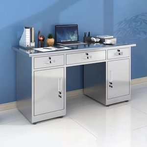 Escritorio moderno de metal y acero para diseño gráfico, mesa de personal de oficina con cajones, muebles de hierro para proyectos de diseño - Product Image 3