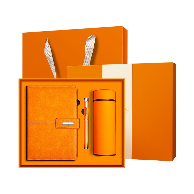 Orange (3 pièces : cahier + stylo + thermos)