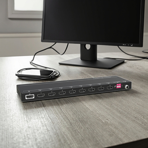 1X8 4K HD Splitter Se pueden seleccionar múltiples configuraciones integradas de Edid, se puede encender/apagar el monitor y ajustar su volumen - Product Image 6