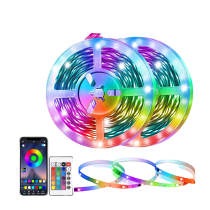 16.4ft 5mスマートRGB LEDストリップライト音楽同期Bluetoothリモコン5050 RGB 12V 24V入力用ルーム装飾ライト - Product Image 5