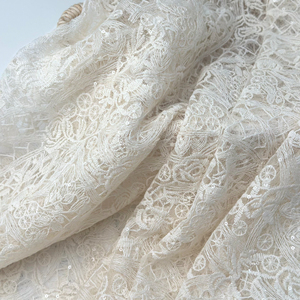 YY nouvelle mode Floral feuille Design Nylon maille Base fil de coton luxe paillettes dentelle broderie tissu pour vêtements et mariage - Product Image 3