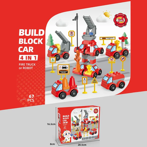 4 in 1 Kids 67pcs Cars <strong>Building</strong> Blocks <strong>Game</strong> Diy New Assembly Large Particle <strong>Building</strong> Block Fire Truck <strong>Robot</strong> Toy - Product Image 5