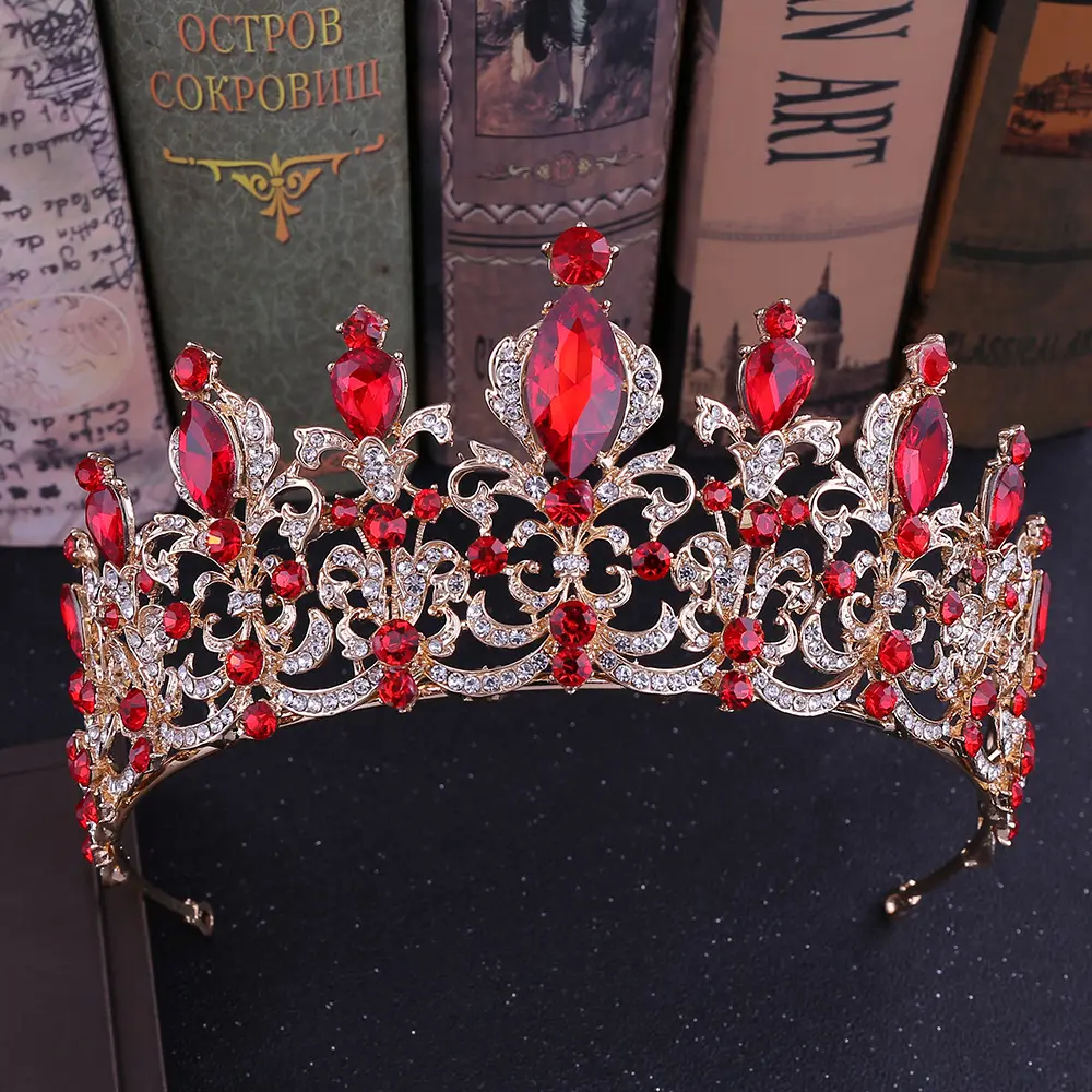 Acessórios para casamento, acessórios de cabelo dourado tiaras e coroa de ouro com strass zgh1056