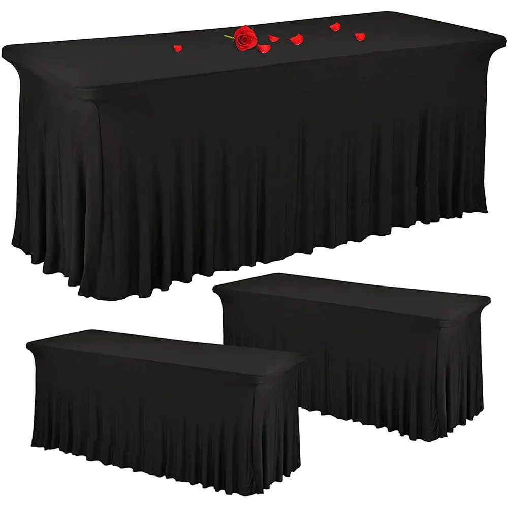 Mantel rectangular elástico de licra, mesas largas, lavables, resistentes a las arrugas, 6 pies, 4 pies, 8 pies