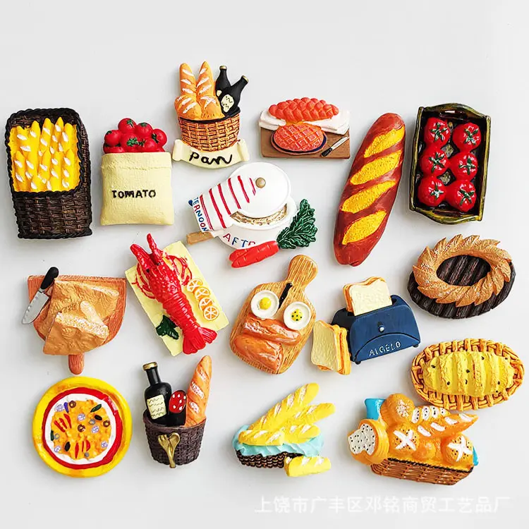 Wholesales Food 3D Stereo Magnet For Fridge House Decoration Gift Resin Souvenirs Food Fridge Magnet