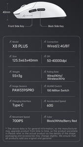 Tấn công cá mập x8plus không dây nhẹ paw3395 Chuột Ba chế độ chơi game - Product Image 6