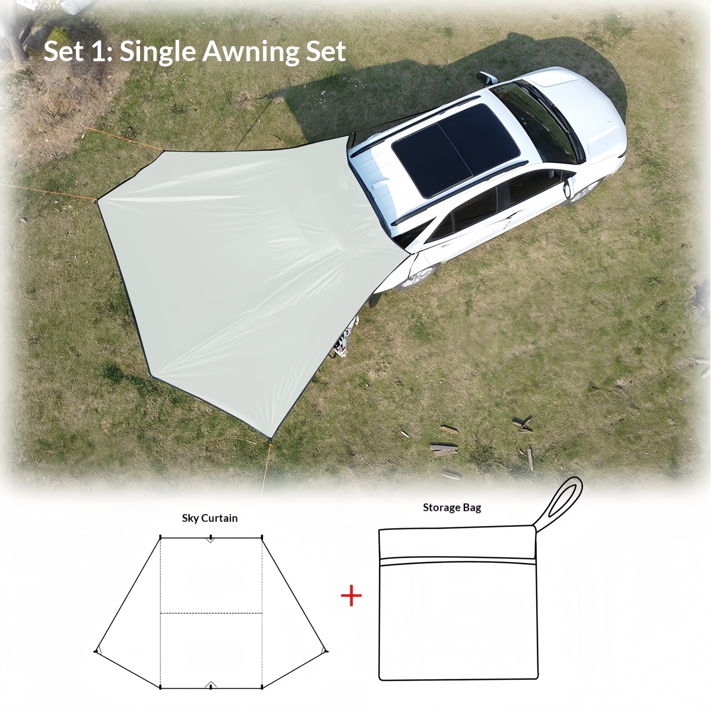 White Black Vinyl Canopy + Storage Bag