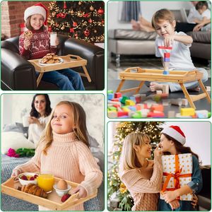 Gấp chân xử lý ăn sáng giường Khay bảng cho sofa ăn sơn phục vụ tấm tre làm <span class=keywords><strong>Lap</strong></span> bảng Snack khay - Product Image 5