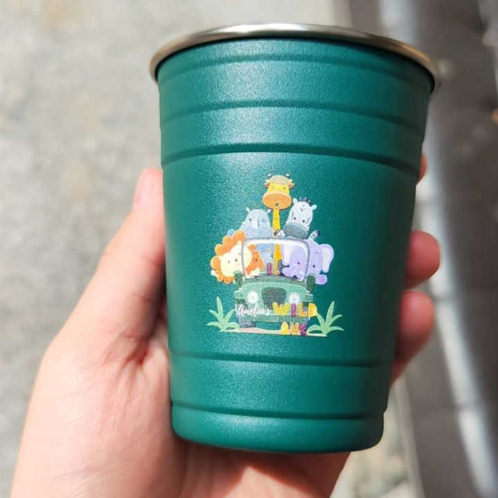 Green Pint Cup Logo kustom Pong, 20oz 400ml 500ml 600ml Aluminium metal untuk pesta pernikahan bar bir minuman anggur