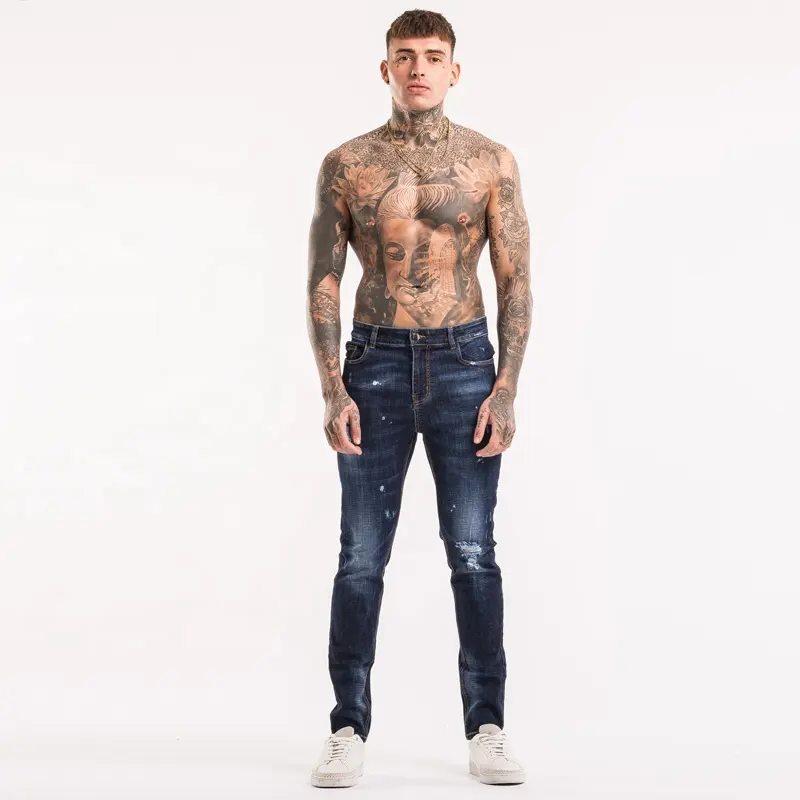 Pantalones vaqueros rasgados para hombre, jeans de diseño a la moda, color azul, 2023