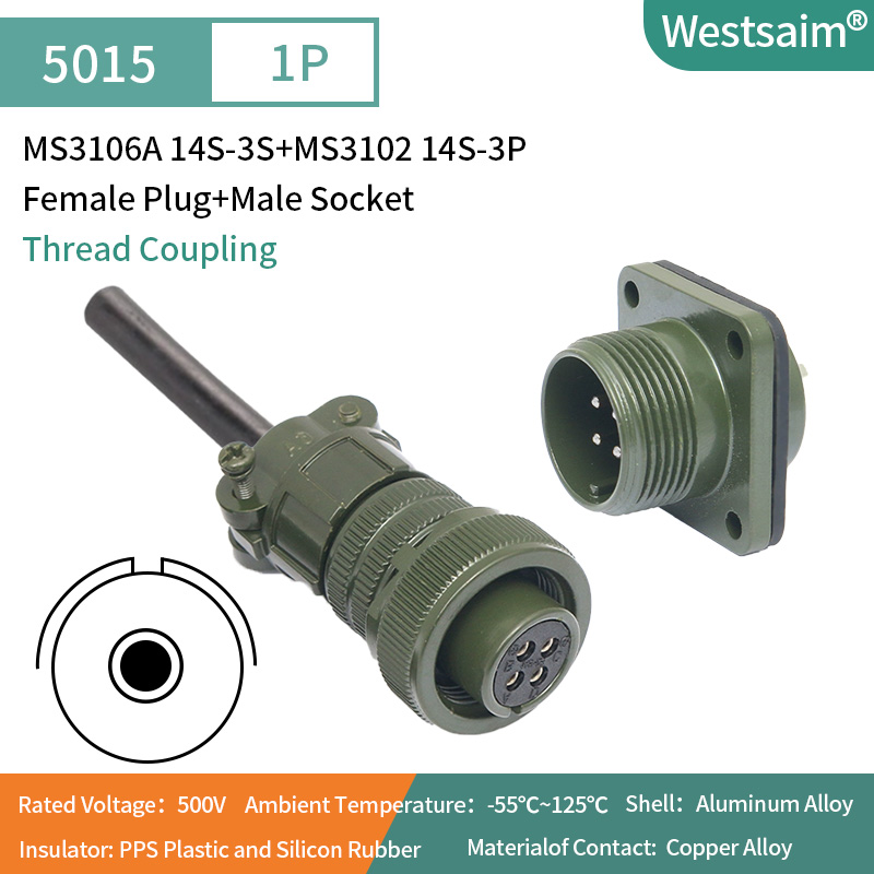 MS3106A 14S-3S + MS3102 14S-3P Fiche femelle + prise mâle