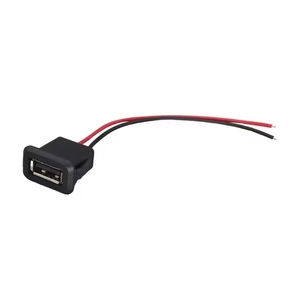 USB-A-SA00-F siyah geçmeli Panel montajlı USB tip A 2.0 konektör USB tip A şarj kablosu telli kurşun - Product Image 5