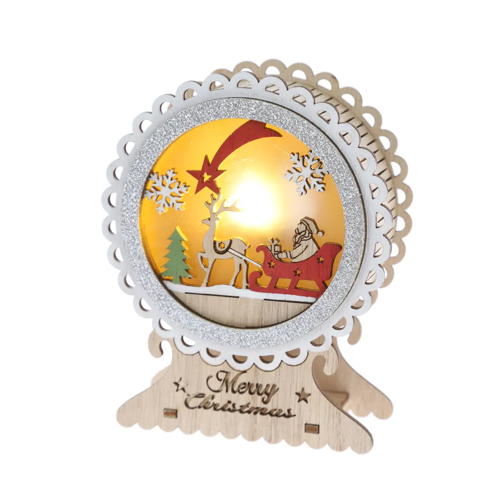 Creativo luce Led natale decorazione in legno bambini piccoli regali casa ornamento in legno