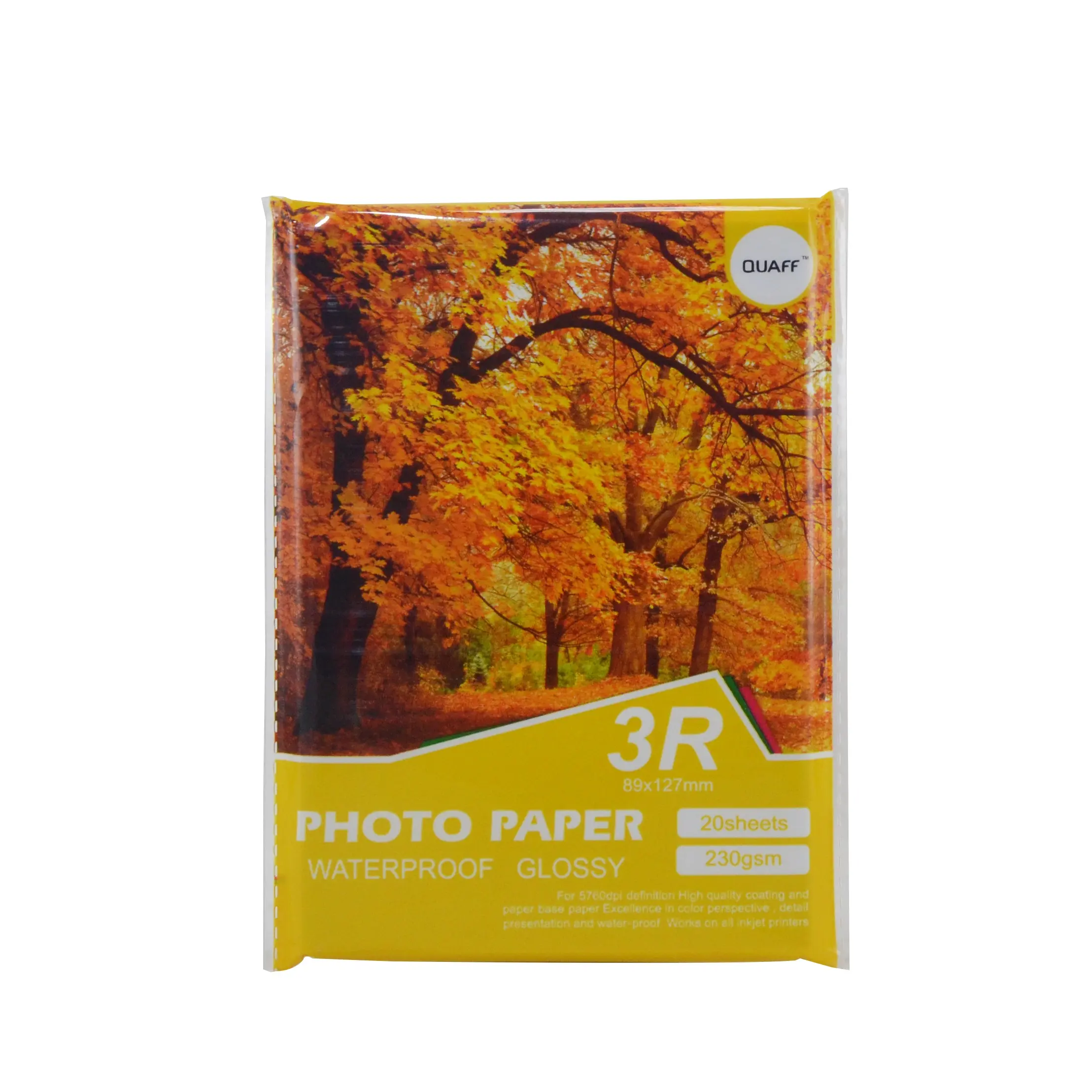QUAFF ucuz pazarı toptan mürekkep püskürtmeli fotoğraf kağıdı fotoğraf kağıdı 230 Gsm ağaç tipi arka baskı 3R