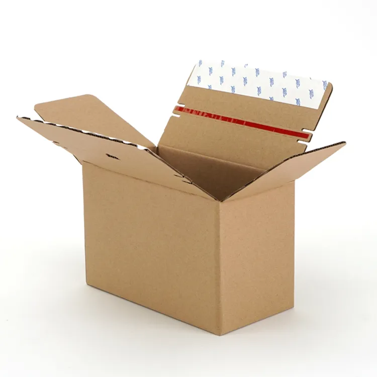 Boîte d'expédition en papier Kraft brun naturel, emballage de commerce électronique à fermeture éclair, boîte en Carton à Triple paroi