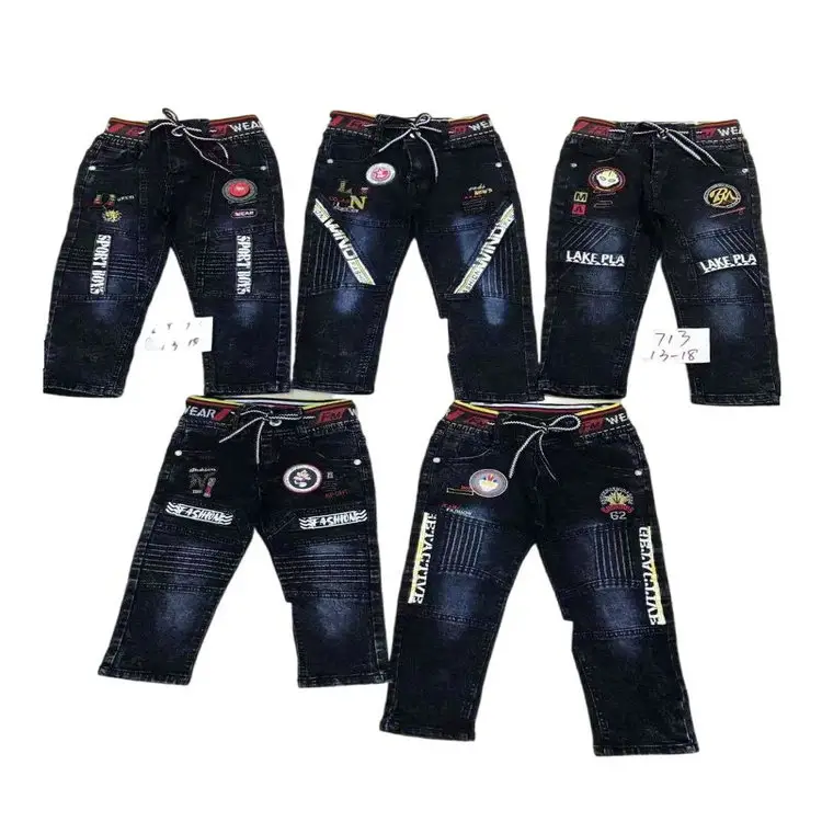 4.4 Dollar modello YQ130 pantaloni per jeans a vita alta in Denim per bambini di buona qualità con diverse stampe e dimensioni di disegno