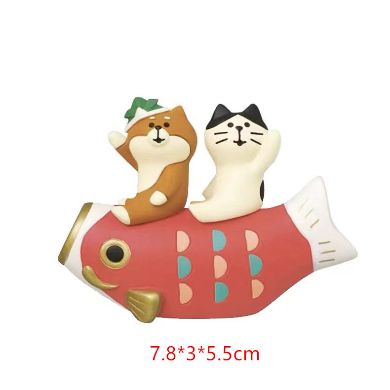 Poisson à cheval, Shiba Inu, Chat