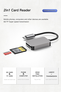 2 in 1 UHS-II kart okuyucu USB-C bellek kart okuyucu süper hızlı tip C 3.1 SD4.0/TF OTG kart okuyucu cep telefonu için - Product Image 2