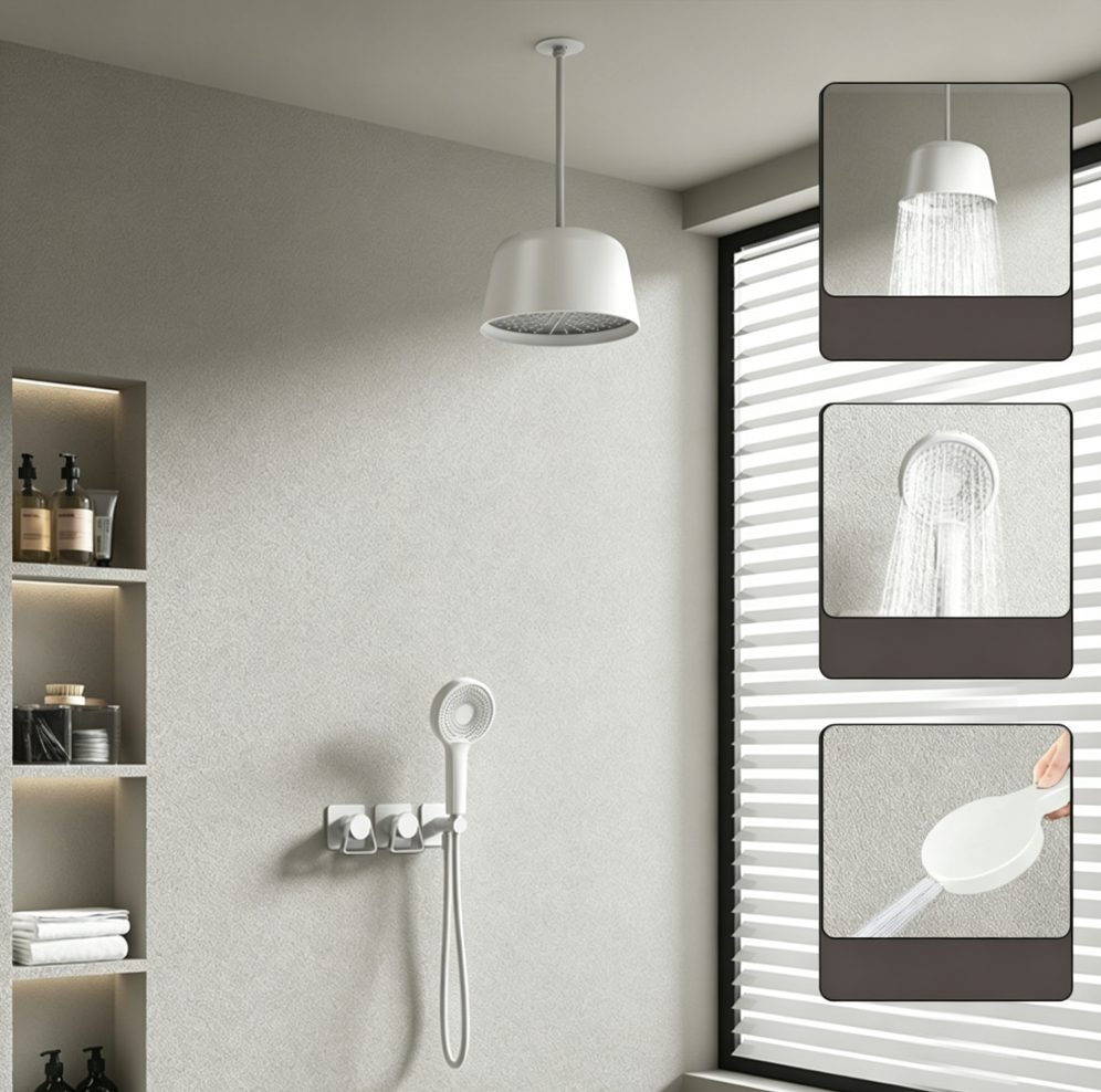 White chandelier shower