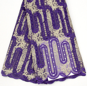 Vải Kim Sa Đỏ Tía Cắt Đôi Thủ Công Tiệc Cưới ASO EBI Truyền Thống Châu Phi - Product Image 6