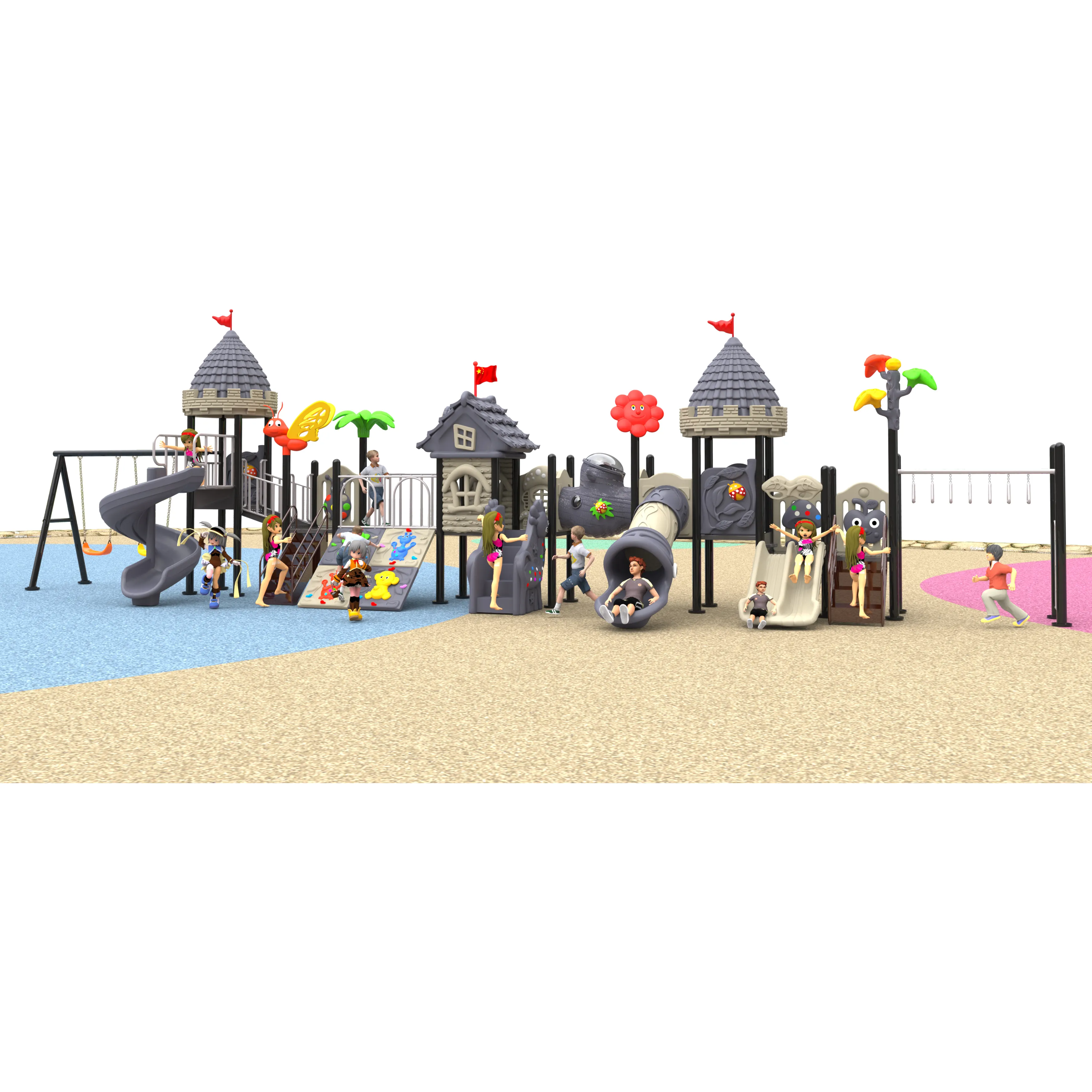 Terrain de jeux en plastique pour enfants, équipement de jardin, jouet d'extérieur, toboggan, parc d'attractions, petite taille