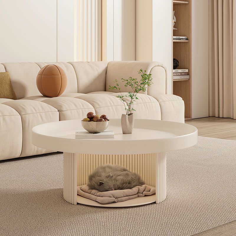 Table basse de rangement pour lit de chat blanc cassé, 70 cm de long et 40 cm de haut
