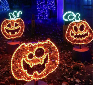 Kommerzielle Halloween-Dekoration im Freien Große 2D-Kürbisseilmotiv-LED-Leuchten für Themenpark-Show und Festivals