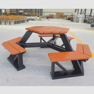 Kim loại bàn ăn băng ghế dự bị bên ngoài ngoài trời quán cà phê bảng thiết lập thương mại thép nhà hàng ngoài trời công cộng Dã Ngoại bảng băng ghế dự bị - Product Image 2