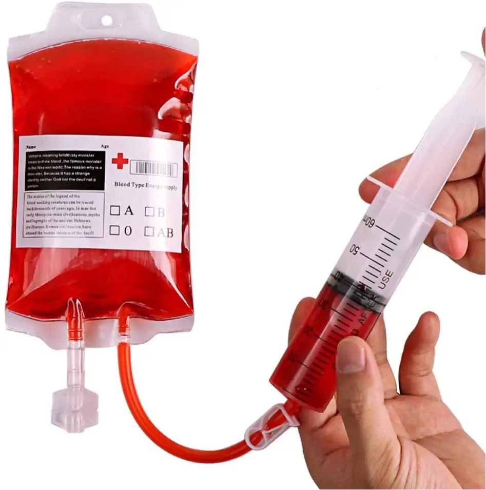 Saco de sangue para bebida, 350ml/500ml, pvc, festa de halloween, recipiente de coquetéis com adesivo