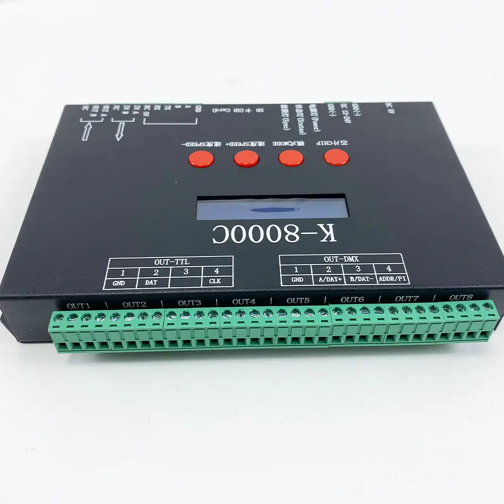 Светодиодный пиксель контроллер K-8000C оригинальный ws2812 K8000C SPI 1024 пиксели программируемый DMX512 ws2811 SD Card пикселей светодиодный контроллер