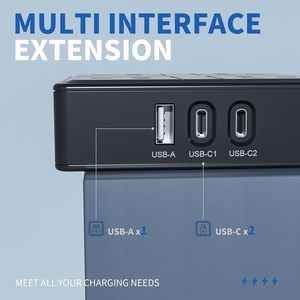 4つのコンセントと2つのUSBポートソケットコンセントを備えたマルチプロテクションau電源タップUSBポートを備えた20wpd充電器延長コード - Product Image 6