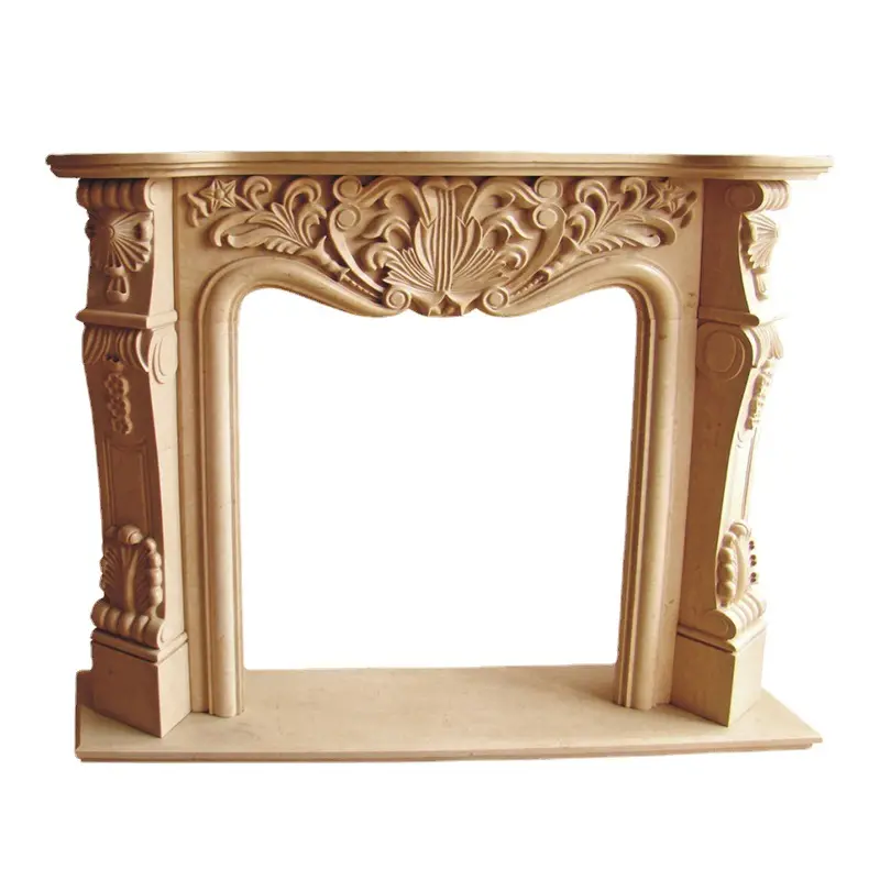 HZX Western Style Art Craft Hand Carved Natural Marble Fireplace