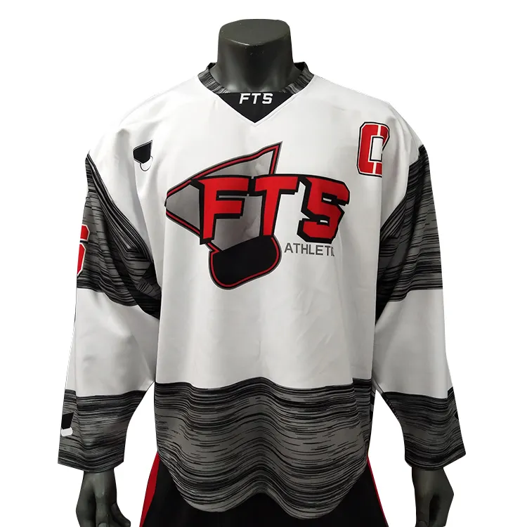 Bianco personalizzato Hockey Jersey Maglia Di Stampa A Sublimazione Squadra di Hockey Su Ghiaccio Uniforme