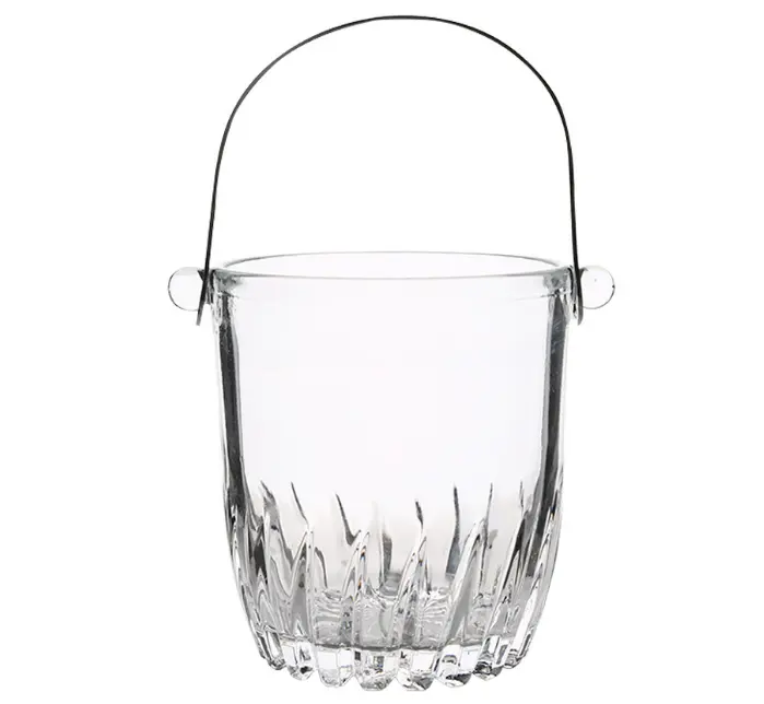 Горячая распродажа, персонализированное бисероплетенное нижнее Вино Шампанское стеклянное ведро со льдом с щипцами и металлической ручкой, изысканная Толстая стеклянная посуда