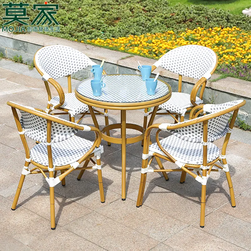 Sedie da giardino per mobili da esterno set sedie da bistrot francesi economiche in plastica 2020 Set sedia da ristorante per esterni in Rattan PE multicolore