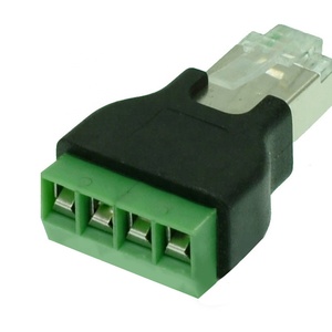 Ventas de fábrica Ethernet RJ45 8P8C Enchufe macho a convertidor de adaptador de terminal de tornillo de 4 pines RJ45 a 485 Terminal-Accesorios de conector - Product Image 6