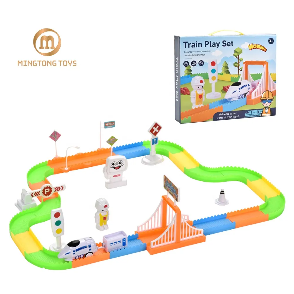 Set Mainan Jalur Putar Kereta Balap, Mainan Edukasi Anak-anak, Plastik Elektronik Diy Kartun Kreatif Dapat Diubah