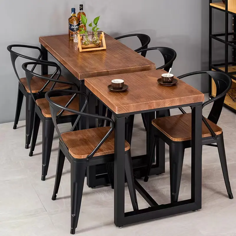 cheap hot sale Retro dining sets solid restaurant Coffee shop table and chairs restaurant lounge chair metal cafe furniture