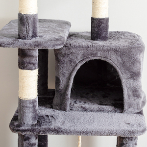 批发流行大型多层猫爬架猫塔豪华毛绒猫爬树带刮板 - Product Image 3