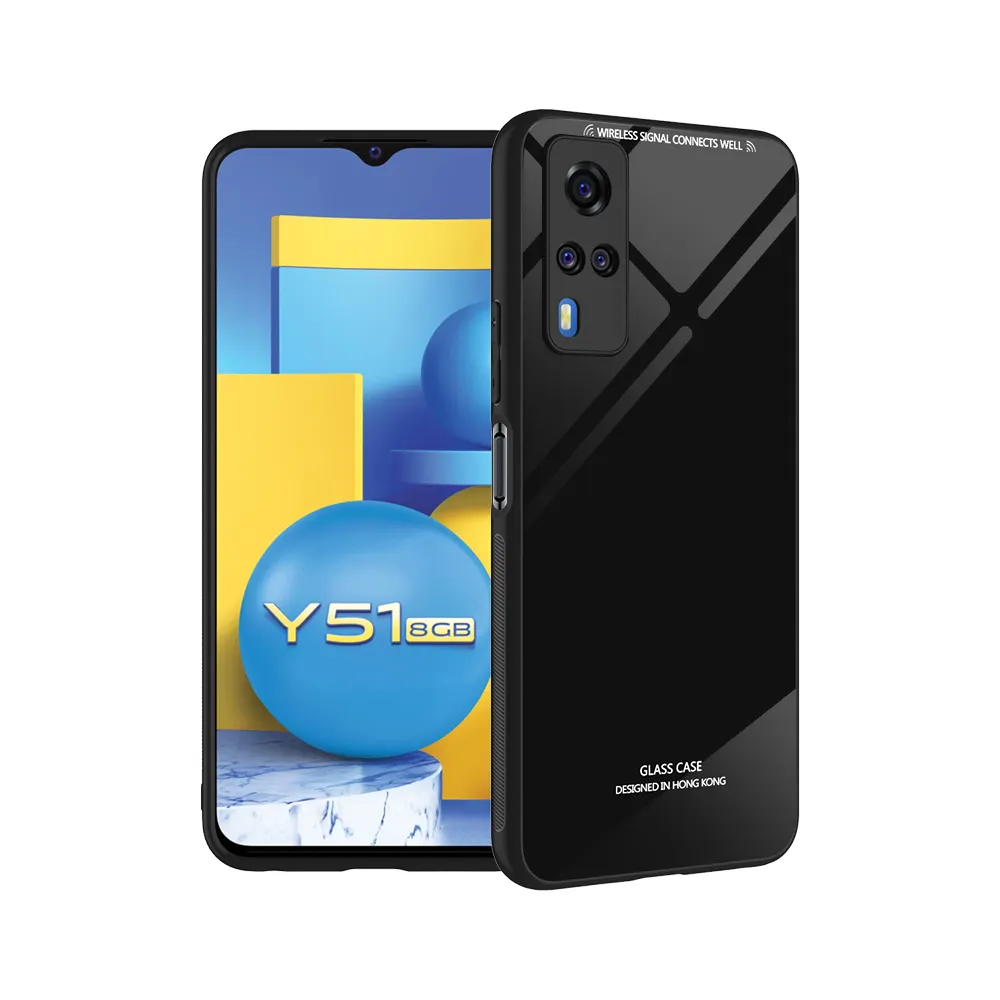 BT Glass Back Phone Case für Vivo V11 Pro Y91i Y93 S12 X60 X70 V20 SE X50 V17 S1 Pro Y50 Y21s Y33s Y75 Y55 T1 5 G5G Y51 2020 V19