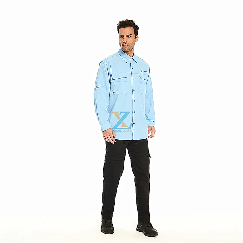 Moda uomo in nylon personalizzato manica lunga su misura Upf50 + camicia abbigliamento pesca a mosca