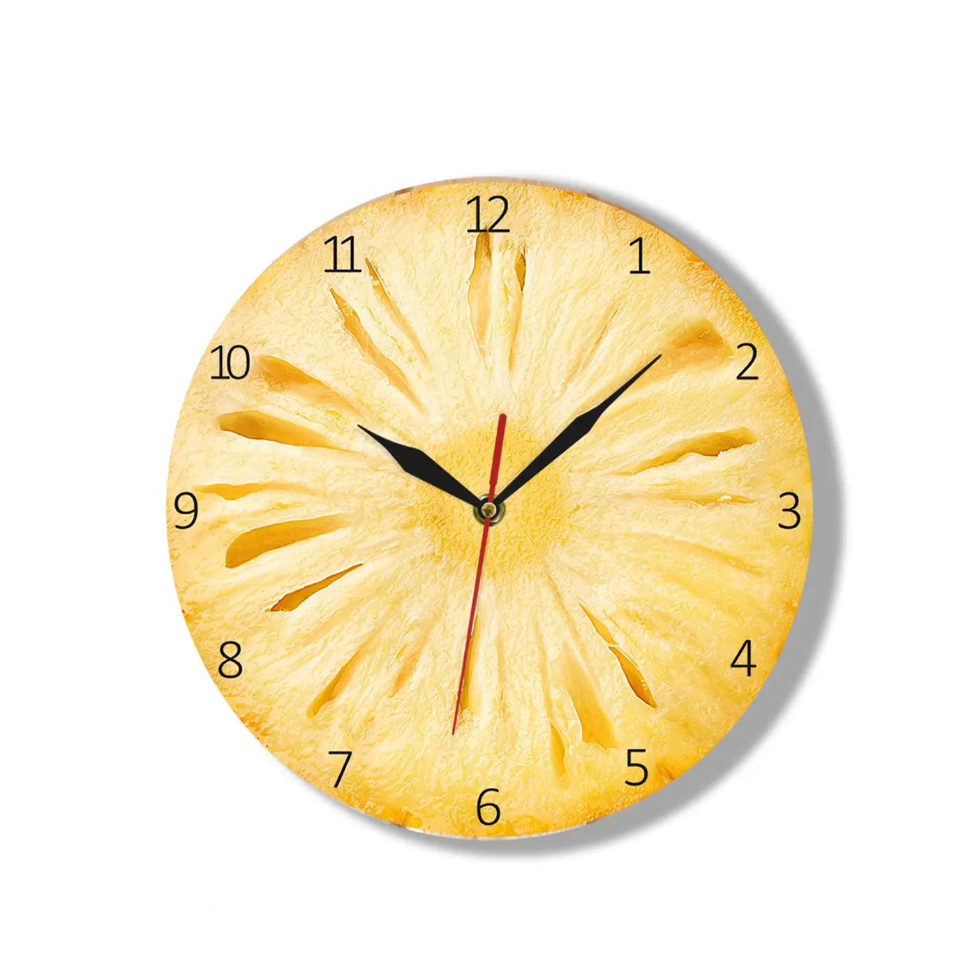 12 Inch Pineapple Slice Clock Minimalismo para Home Decor Escritório Cozinha Decorativa Quartz Relógio De Parede