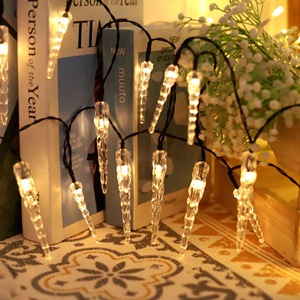 Cadena de luces navideñas de 2M con cono de hielo de copo de nieve LED impermeable IP65 luces solares de jardín luces decorativas festivas - Product Image 5