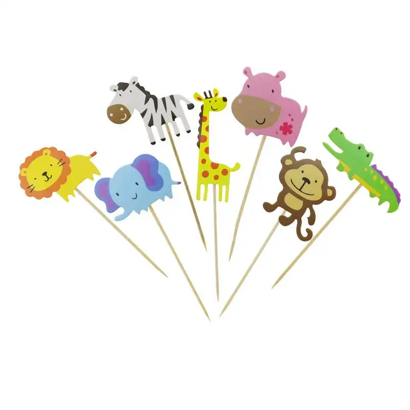 Brinquedo de bolo para decoração em atacado, animais de aniversário de desenho animado para crianças, decoração de bolo
