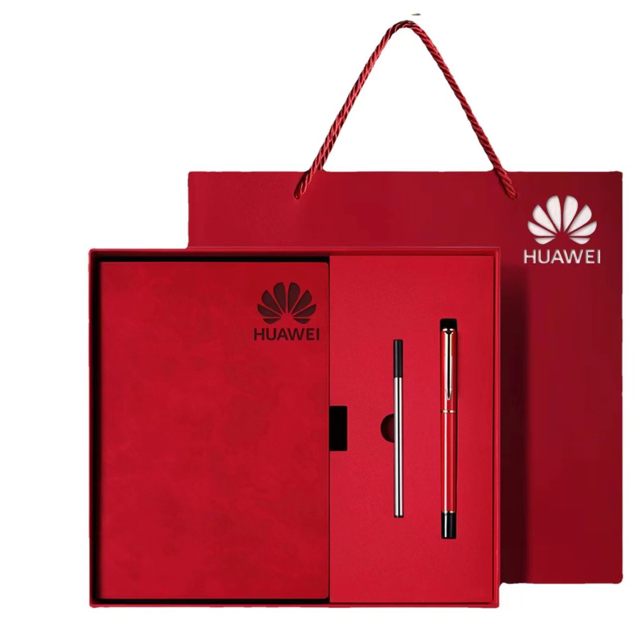 Conjunto de tres piezas de piel suave roja