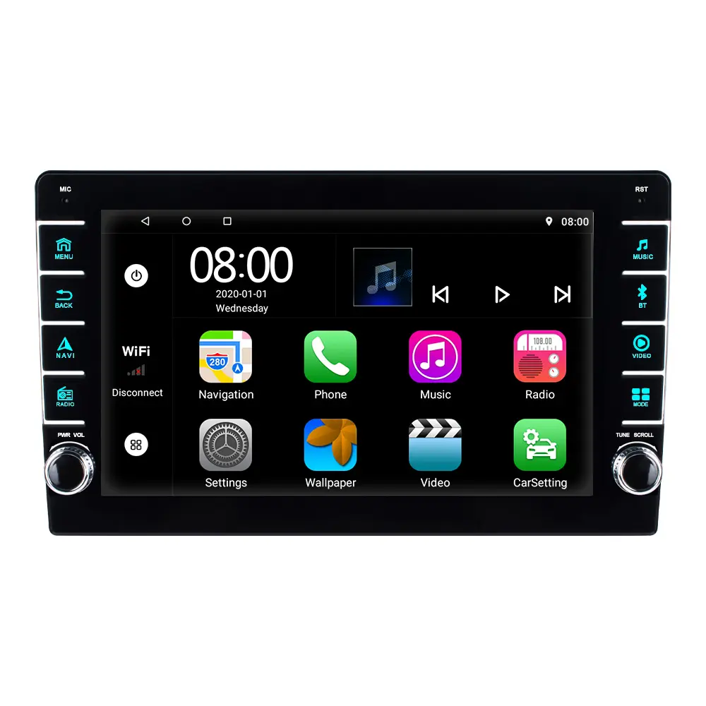 9 дюймов Android универсальный автомобильный радиоприемник 7 цветов подсветка Carplay Android Auto WIFI FM GPS мультимедийный плеер